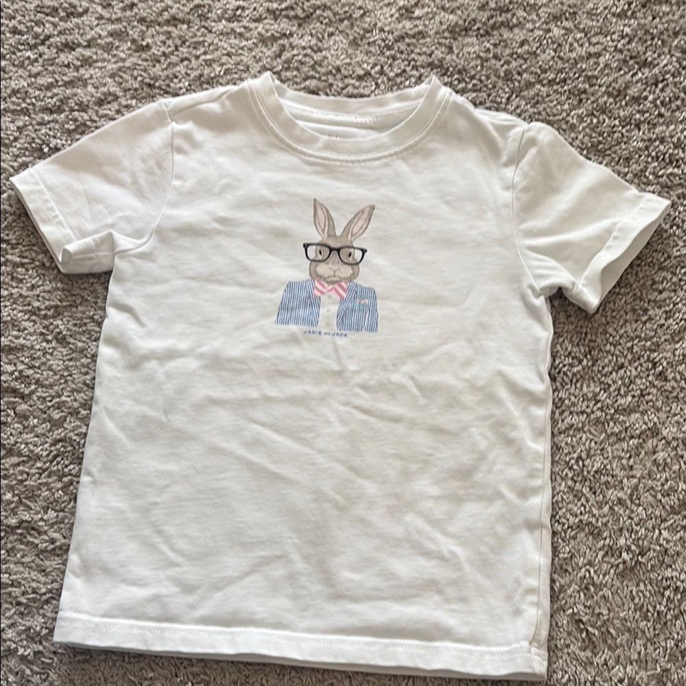 Janie and Jack White Bunny Graphic Short Sleeve Tee